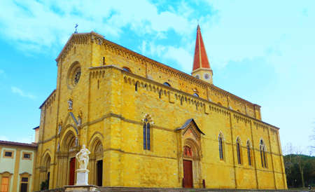 Arezzo,Italy,13 march 2016.Cathedral of Arezzo, Tuscany. Built in Gothic style, it was begun in 1278 and completed in 1511. The cathedral of Arezzo is dedicated to San Donato and the main altar preserves a valuable fourteenth-century marble arch dedicatedの写真素材