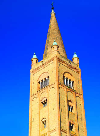 Forli,Italy,22 may 2016.View of the famous Romanesque bell tower of the Abbey of San Mercuriale, in the center of Forli, was built in the 12th century. It is 75 meters highのeditorial素材