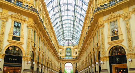 Milan, Italy, 19 june 2016. The Gallery Vittorio Emanuele II in Milan is a shopping arcade, in the form of covered pedestrian street connects Piazza Duomo to Piazza della Scala. It was built and Inaugurated in 1867 in neo-Renaissance style.のeditorial素材