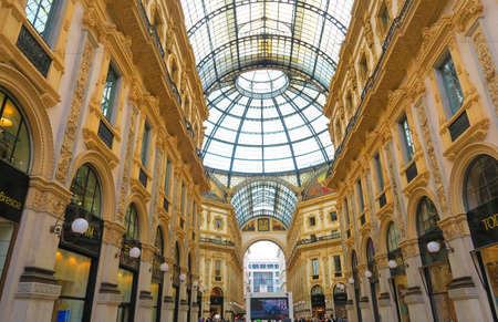 Milan, Italy, 19 june 2016. The Gallery Vittorio Emanuele II in Milan is a shopping arcade, in the form of covered pedestrian street connects Piazza Duomo to Piazza della Scala. It was built and Inaugurated in 1867 in neo-Renaissance style.のeditorial素材