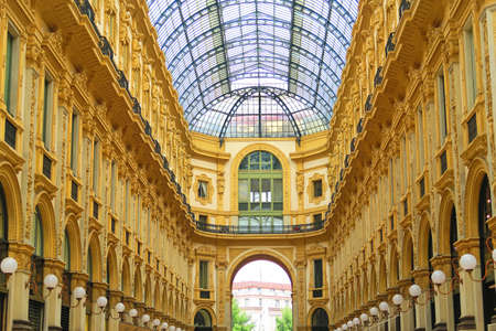 Milan, Italy, 19 june 2016. The Gallery Vittorio Emanuele II in Milan is a shopping arcade, in the form of covered pedestrian street connects Piazza Duomo to Piazza della Scala. It was built and Inaugurated in 1867 in neo-Renaissance style.のeditorial素材