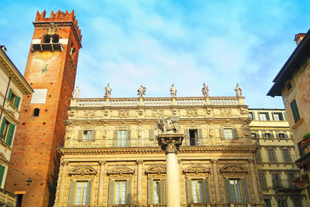 Verona,Italy,12 march 2017. Palazzo Maffei is a seventeenth-century palace is located in Piazza delle Erbe in Veronaのeditorial素材