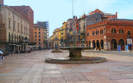 Verona,Italy,12 march 2017. Piazza delle Erbe is the oldest square in Verona, and lies on the area of the Roman Forumのeditorial素材