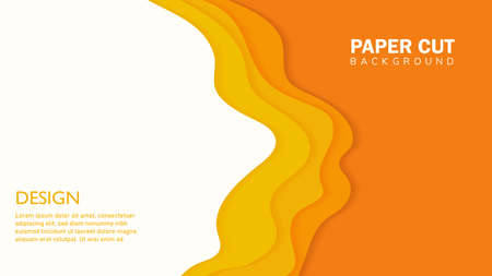 Elegant papercut yellow abstract backgroundのイラスト素材