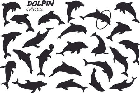dolphin silhouettes packのイラスト素材
