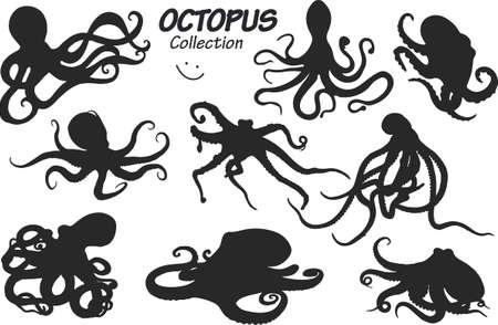 octopus silhouettesのイラスト素材