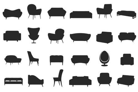 sofa silhouettesのイラスト素材