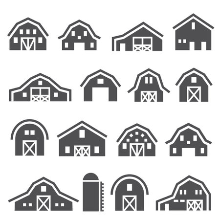 barn silhouette logo setのイラスト素材