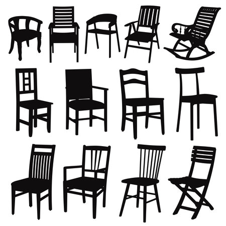 wooden chair silhouettesのイラスト素材