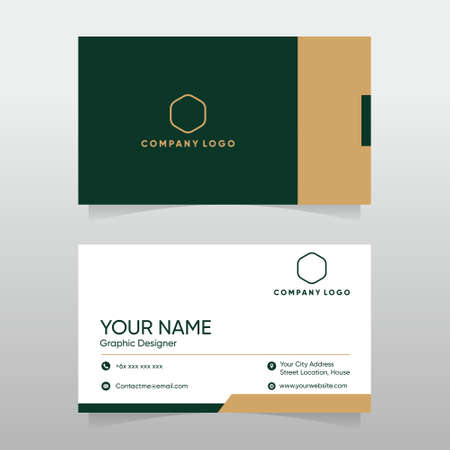 green and gold business card design.editable vectorのイラスト素材