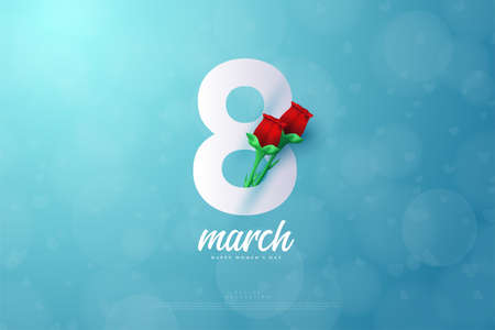 March bokeh style with red roses.