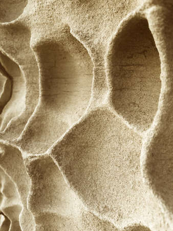 Honeycomb pattern of weathered rock cliff face.の素材