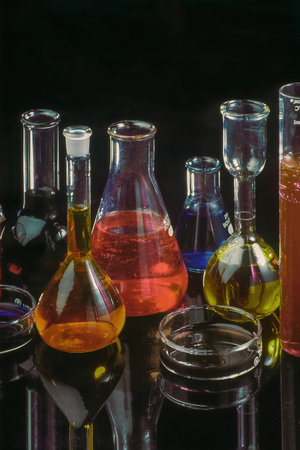 02-Jun-2008- Vintage photo Concepts colourful chemical in laboratory mumbai maharashtra INDIA asiaのeditorial素材