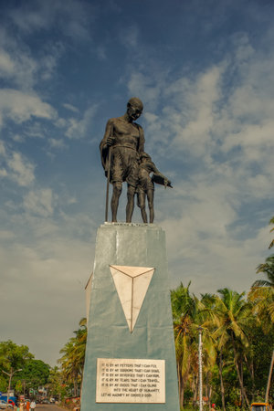 09-Jun-2009-A statue of Mahatma Gandhi in Old Goa, India asiaのeditorial素材