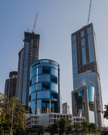 11-Apr-2019-transforming mumbai lifestyle high rise buildings under progress worli mumbai INDIAのeditorial素材