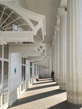 18-feb-2019-Grecian portico and 8 impressive Doric styled pillars.of town hall at horniman cical...