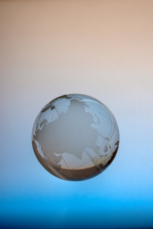 24 Jul 2005 Vintage Blue Map on crystal Globe showing India studio shot Kalyan Maharashtra India