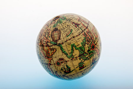 24 Jul 2005 Vintage Map on Globe studio photo Kalyan Maharashtra Indiaのeditorial素材