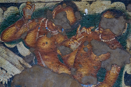 Ajanta wall painting a UNESCO WORLD HERITAGE SITE near Aurangabad Maharashtra INDIA