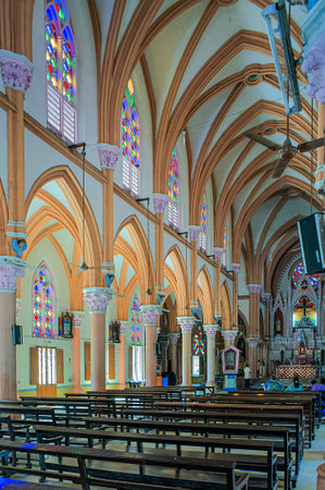 August 23 2009 Richly decorated interior of st. marys church Madurai Tamil Nadu Indiaのeditorial素材