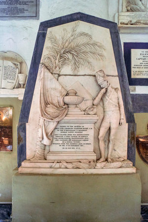 26 May 2018 Tombstone-covered in Churches in side of  Saint Thomas Cathedral Anglican Church Gothic architecture is Oldest Church of Mumbai Maharashtra; India; Asia;のeditorial素材