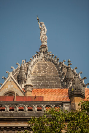 18 Feb 2007  colossal 5.03 metre structure of a lady atop the central dome Victoria Turminus Railway Station nowCSMT Railway Station a UNESCO world Heritage Site Mumbai Maharashtra INDIAのeditorial素材