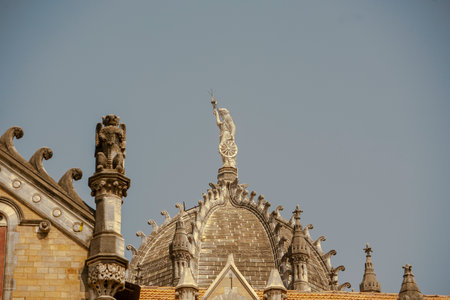 18 Feb 2007 Stone sculpture decoration on Victoria Turminus Railway Station nowCSMT Railway Station a UNESCO world Heritage Site Mumbai Maharashtra INDIAのeditorial素材