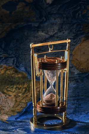 27 Feb 2020 time concept: vintage Brass hourglass Studio shot Kalyan Maharashtra Indiaの写真素材