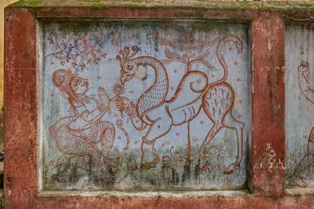 25 Jul 2007 Colored hand painted Wall Art ; Raghurajpur village near Puri orissa indiaのeditorial素材