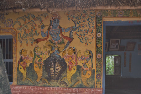 25 Jul 2007 Colored hand painted Wall Art ; Raghurajpur village near Puri orissa indiaのeditorial素材