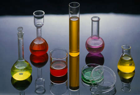 02-Jun-2008--Concepts colourful chemical in laboratory studio shot mumbai maharashtra INDIA asiaの写真素材