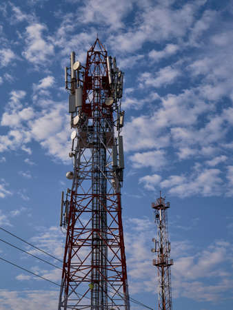 04 Nov 2019 Telecommunication tower mast antennas wireless technology with blue sky Idar Sabarkantha...