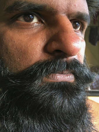 21 Apr 2020 ong beard and mustache siner sitijan on covid 19 Lockdown Lokgram Kalyan Maharashtra Indiaのeditorial素材