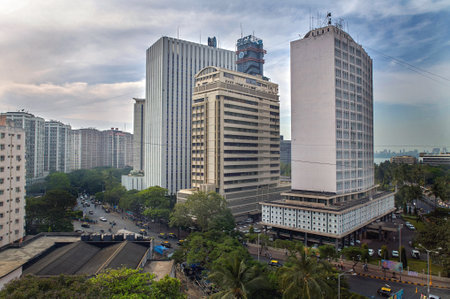 14 Dec 2004 CBD buildings SBI SCI Mantralay Extension in Nariman Point Bombay Mumbai Maharashtra Indiaのeditorial素材