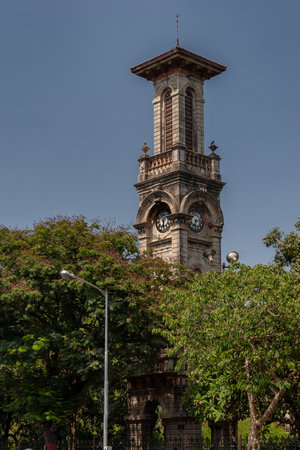 David Sassoon clock tower in Victoria garden or Rani Bagh now Virmata Jijabai Udhyan ; Byculla ; Bombay Mumbai ; Maharashtra ; Indiaのeditorial素材