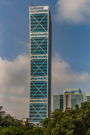 29 Apr 2014 Glass covered office buildings at lower parel  Senapati Bapat Marg, Dadar West, Mumbai, Maharashtra-INDI asiaのeditorial素材