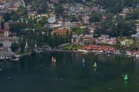 23 Sep 2009 Nainital lake in Fog and mist Uttaranchal Uttarakhand Indiaのeditorial素材