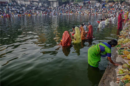 28-Oct-2006-Chhat pooja  is dedicated to the Sun GOD and his sister at Banganga Walkeshwar Bombay...