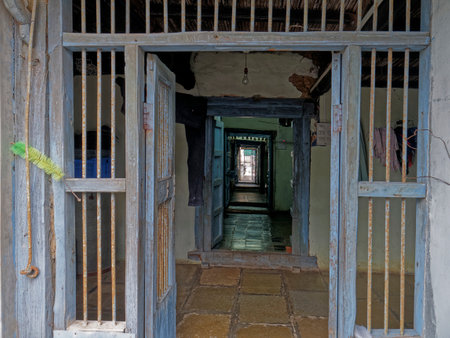 02 Nov 2019 Old house showing concentric doors Badoli Idar Sabarkantha Gujarat Indiaのeditorial素材