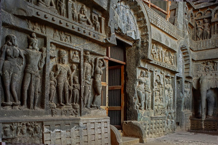 15-May-2009-Stupa at Karla rock cut buddhist cave in hills near Lonavala , Maharashtra , India asiaのeditorial素材