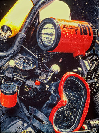 09 Jan 2020 A Nikonos IV underwater camera set up with+ SB105 strobeのeditorial素材