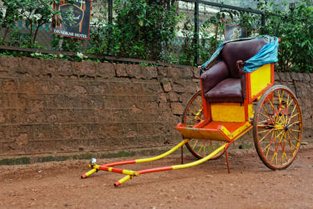 20 Jun 2007 Hand pulled rickshaw near hotel Matheranhill station Karjat Tahsil Raigad district on...
