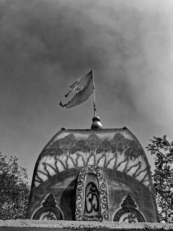 21 Jan 2020 wall painting of Devi on newly painted village shiva temple on way to Shree Malang Gad road Kalyan east Maharashtra Indiaの写真素材