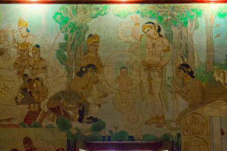 24 08 2008  Life of The Buddha.Murals from inside the Mulagandhakuti Vihara at Sarnath, Varanasi, India.のeditorial素材