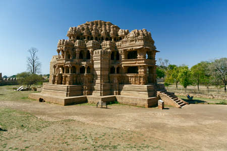 Sasbahu Temple is a twin temple in Gwalior built in the 11th century.in Gwalior Fort Madhya Pradesh Indiaの写真素材