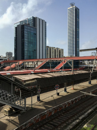 18 Aug 2019 High Rise building at Parel Railway station Mumbai Maharashtra Indiaのeditorial素材