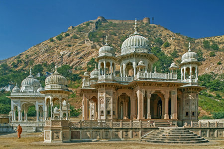 24 Nove 2007 Rajasthani art and architecture Gatore ki Chhatriyan, Royal cenotap jaipur, rajasthan INDIAのeditorial素材