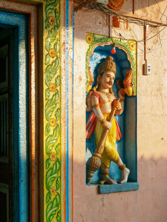 11 14 2020 Dwarpal on Entrance of Sangmeshwar Shiva temple at Kinhavali on Saralgaon Kinhavali Road Maharashtra Indiaのeditorial素材