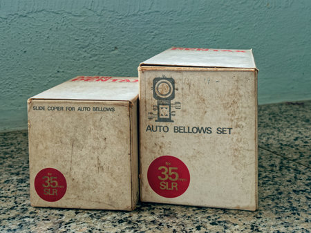 03 25 2022 A selection of retro vintage packaging for Photo Equipment Studio shot Lokgram Kalyan Maharashtra India.のeditorial素材