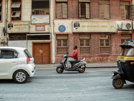 04 10 2022 Sunday Morning at Shukravar Peth Bajiraw Road Pune Maharashtra Indiaのeditorial素材